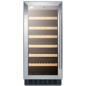 Summit 15 in. Undercounter Wine Cooler with Single Zone & 33 Bottle Capacity Left Hinged - Stainless Steel, , hires