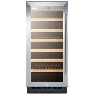 Summit 15 in. Undercounter Wine Cooler with Single Zone & 33 Bottle Capacity Left Hinged - Stainless Steel | SWC1535BLH