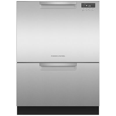 Fisher & Paykel Series 7 Contemporary 24 in. Front Control Double Drawer Dishwasher with 42 dBA, 14 Place Settings & 6 Wash Cycles - Stainless Steel | DD24DCHTX9N