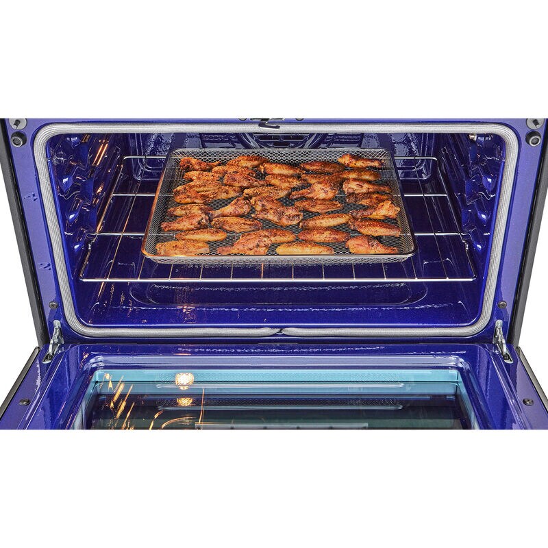 LG InstaView 30 in. 7.3 cu. ft. Smart Air Fry True European Convection Double Oven Slide-In Electric Range with Smoothtop Burners - PrintProof Black Stainless Steel, PrintProof Black Stainless Steel, hires