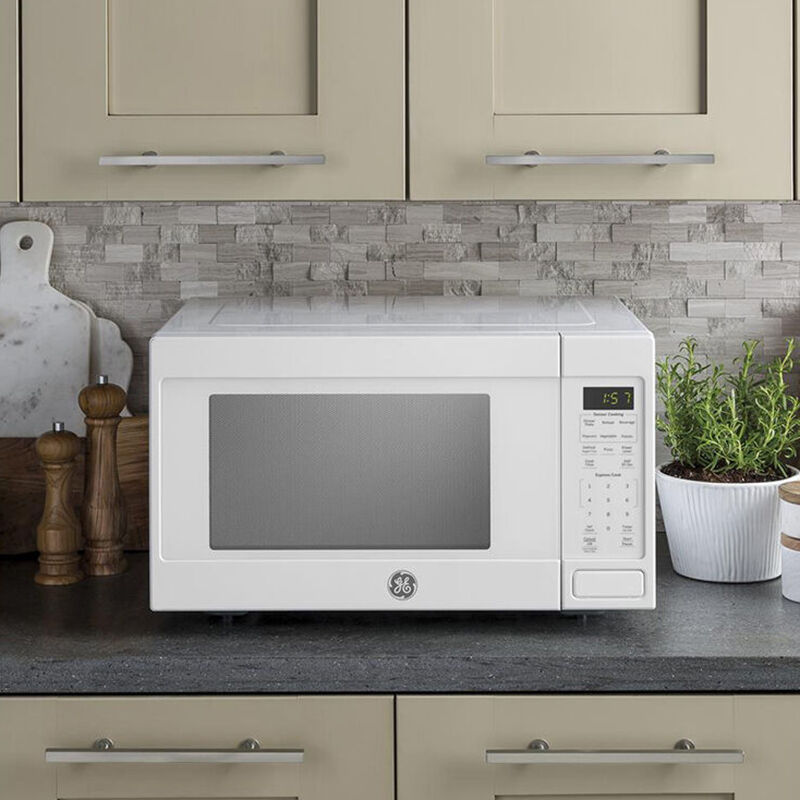 GE JES1139DSWW 1.1 cu. ft. Countertop Microwave Oven with 1,100 Cooking  Watts, 10 Power Levels, 6 Instant-On Options, Glass Turntable and  Electronic Touch LED Controls: White