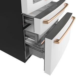 Cafe 36 in. 22.3 cu. ft. Smart Counter Depth 4-Door French Door Refrigerator with Ice & Water Dispenser - Matte White, Matte White, hires