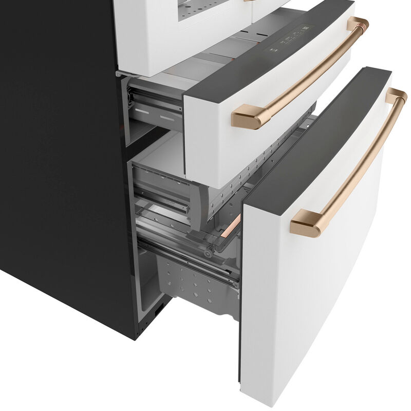 Cafe 36 in. 22.3 cu. ft. Smart Counter Depth 4-Door French Door Refrigerator with Ice & Water Dispenser - Matte White, Matte White, hires