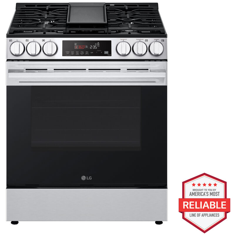 LG 30 in. 6.3 cu. ft. Smart Air Fry Standard Convection Slide-In Gas Range with 5 Sealed Burners & Griddle - PrintProof Stainless Steel, , hires