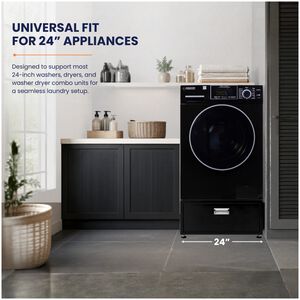 Equator Universal Laundry Pedestal for 24" Washer, Dryer & Combo with Storage Drawer - Black, , hires