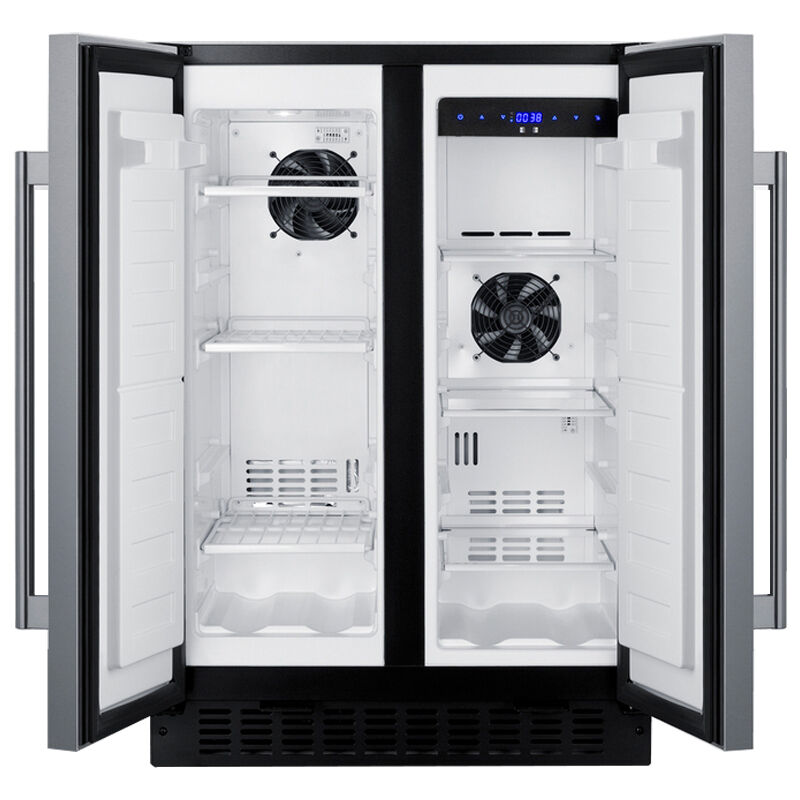 Summit 24 in. 3.7 cu. ft. Side by Side Undercounter Refrigerator - Stainless Steel with Black Cabinet, , hires