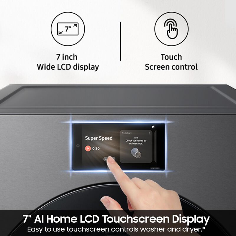 Samsung Bespoke 27 in. 7.6 cu. ft. Smart Stackable Electric Dryer with AI Home, AI OptiDry+, Sensor Dry, Sanitize & Steam Cycle - Dark Steel, Dark Steel, hires
