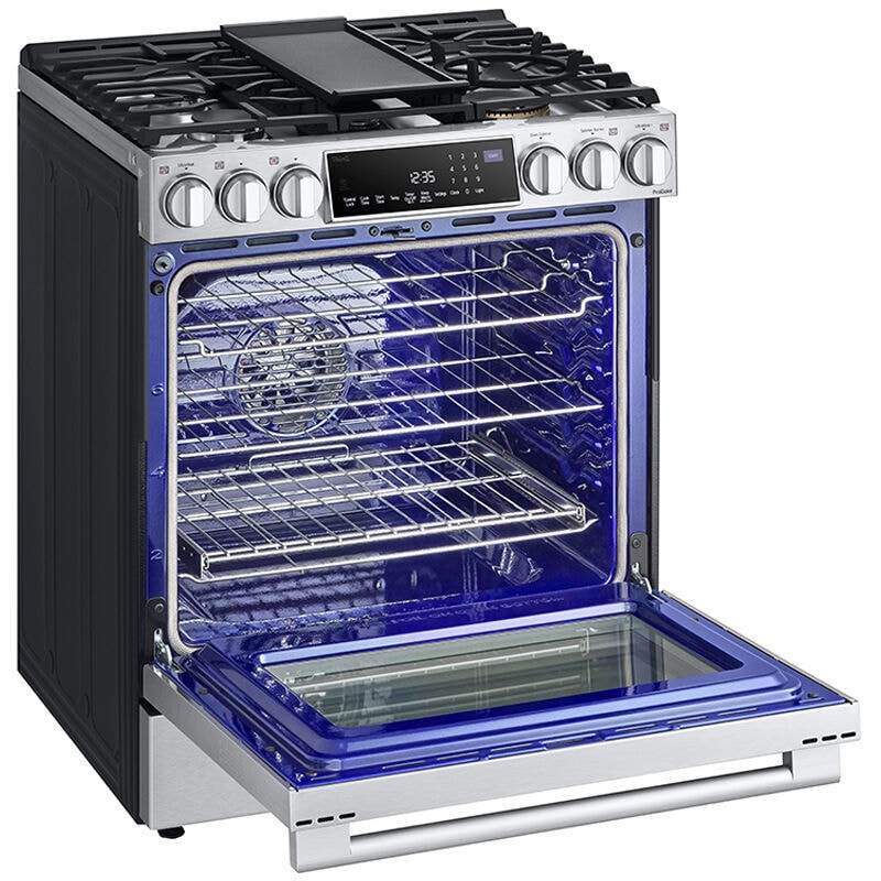 LG InstaView 30 in. 6.3 cu. ft. Smart Air Fry True European Convection Slide-In Gas Range with 5 Sealed Burners & Griddle - Stainless Steel, , hires