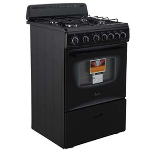 Avanti 24 in. 2.6 cu. ft. Gas Range with 4 Sealed Burners - Black, , hires