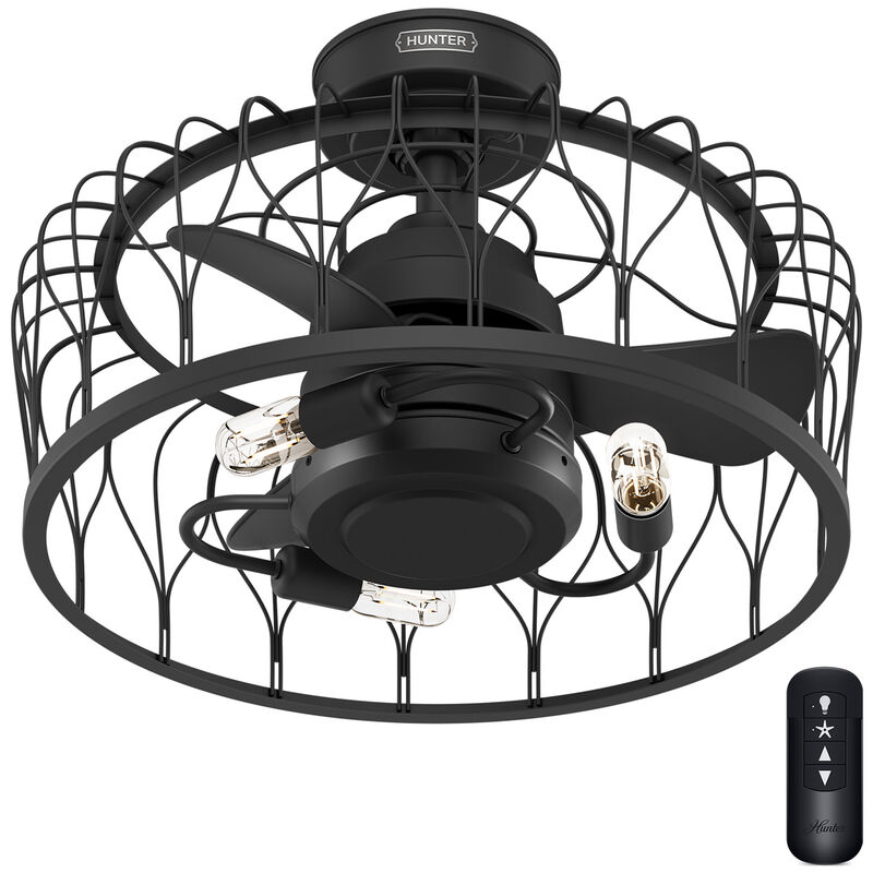 Hunter 36 in. Rotonda Ceiling Fan with LED Light Kit & Handheld Remote - Matte Black, , hires