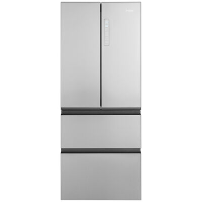 Haier 28 in. 14.5 cu. ft. Counter Depth 4-Door French Door Refrigerator - Stainless Steel | QJS15HYRFS