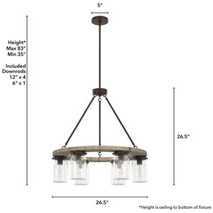 Hunter Devon Park 26.5 in. 6-Light Chandelier with Clear Glass - Onyx Bengal, , hires