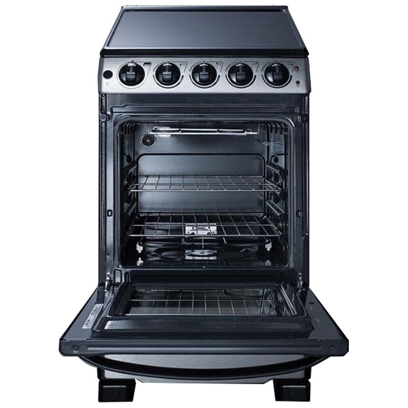 Summit White Pearl Series 20 in. 2.3 cu. ft. Oven Slide-In Electric Range with 4 Smoothtop Burners - Stainless Steel, , hires