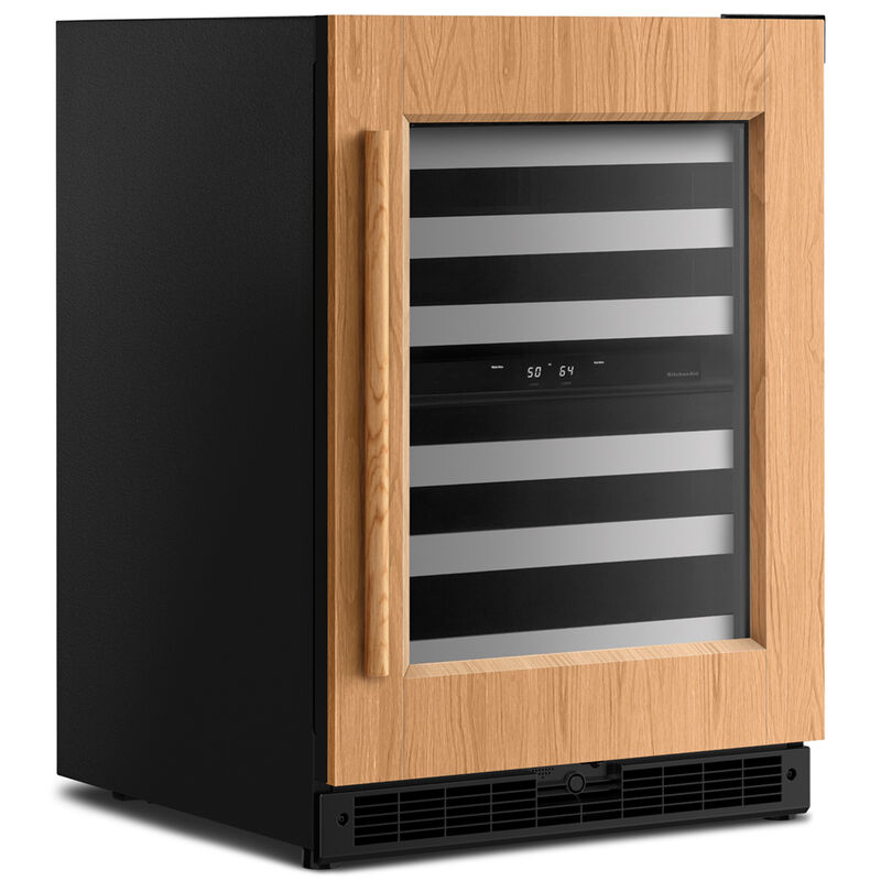 KitchenAid 24 in. Undercounter Right Hinged Wine Cooler with Metal Racks, Dual Temperature Zone(s) & 46-Bottle Capacity - Custom Panel Ready, , hires