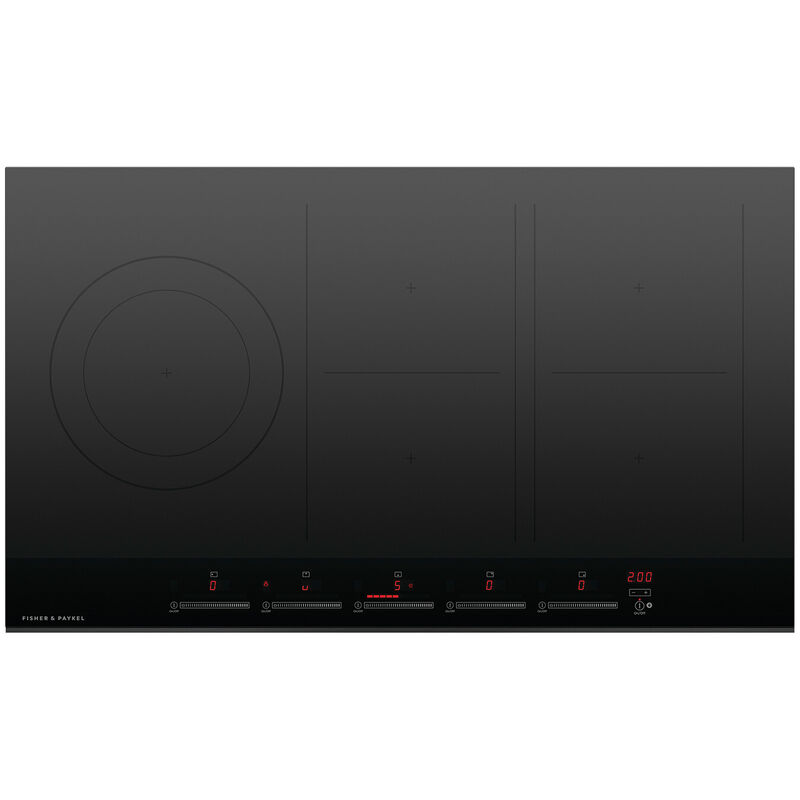 Fisher & Paykel Series 7 36 in. 5-Burner Induction Cooktop with Simmer Burner & Power Burner - Black Glass, , hires