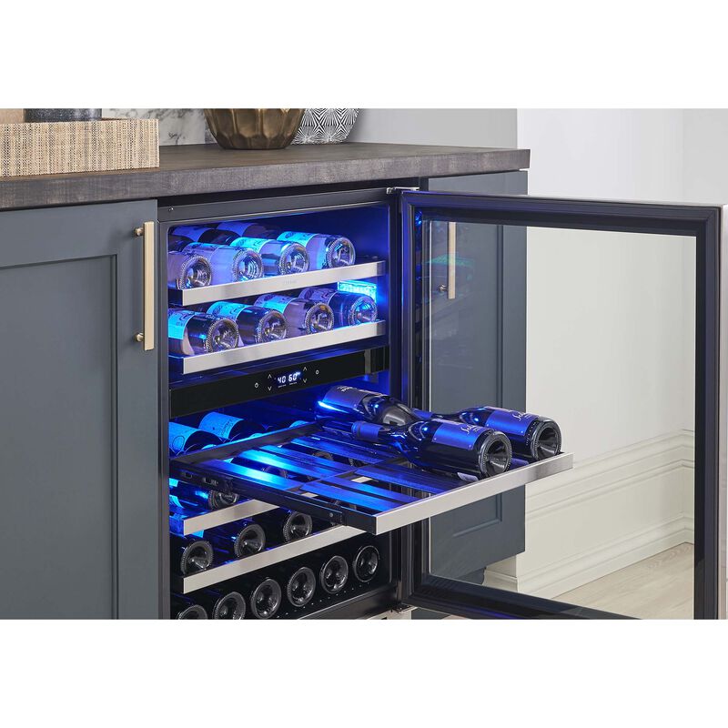 Zephyr Presrv Series 24 in. Undercounter Wine Cooler with Wood Racks, Dual Temperature Zones & 45 Bottle Capacity - Stainless Steel, , hires