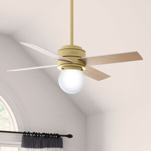 Hunter Hepburn 44 in. Ceiling Fan with LED Light Kit and Wall Control - Brass, , hires