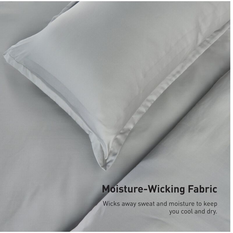 BEDGEAR Performance Duvet & 2pc Sham Set, Solid, Light Gray, Queen, , hires
