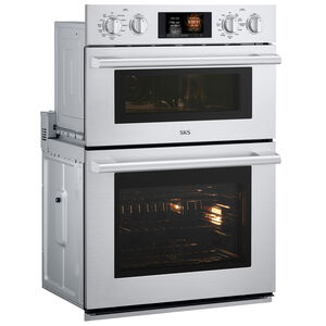 SKS 30 in. 9.4 cu. ft. Smart Top Control SteamElectric Double Wall Oven with True European Convection - Stainless Steel, , hires