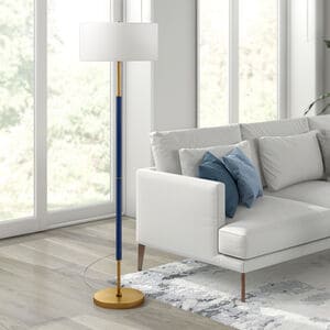 Hudson & Canal Simone Blue and Brass 2-Bulb Floor Lamp, , hires