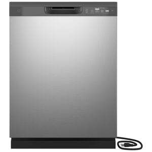 GE 24 in. Front Control Flush-Mount Dishwasher with 59 dBa Sound Level, Dry Boost & Pocket Handle - Stainless Steel, Stainless Steel, hires