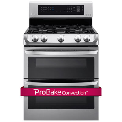 LG 30 in. 6.9 cu. ft. Convection Double Oven Freestanding Gas Range with 5 Sealed Burners - Stainless Steel | LDG4313ST