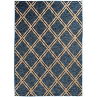 Natco Santorini Collection Outdoor Area Rug Minot 5'3"x7'7" - Cobalt/Natural | 1737OA58106O
