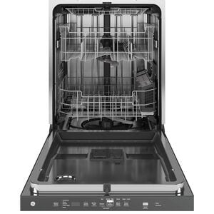 GE 24 in. Top Control Flush-Mount Dishwasher with 45 dBa Sound Level, 3rd-Rack, Dry Boost & Pocket Handle - Black, Black, hires