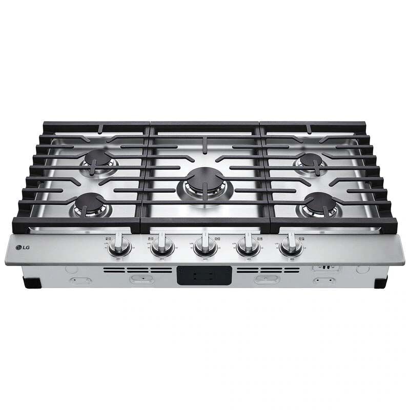 LG 36 in. 5-Burner Natural Gas Cooktop with Simmer Burner & Power Burner - Stainless Steel, Stainless Steel, hires