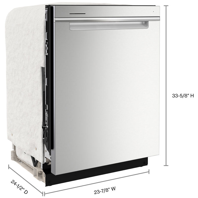 Whirlpool 24 in. Top Control Dishwasher with 47 dBa Sound Level, 3rd-Rack & Pocket - Fingerprint Resistant Stainless, , hires