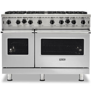 Viking 5 Series 48 in. 6.1 cu. ft. Convection Double Oven Freestanding LP Gas Range with 8 Open Burners - Stainless Steel, , hires
