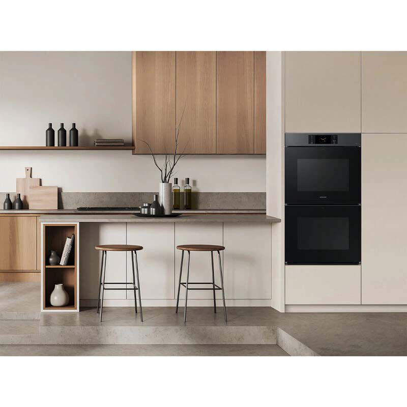 Samsung Bespoke 30 in. 10.2 cu. ft. Smart Top Control SteamElectric Double Wall Oven with Dual Convection - Matte Black, , hires
