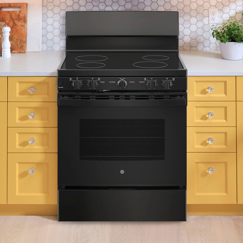 GE 30 in. 5 cu. ft. Electric Range with Smoothtop Burners - Black, , hires