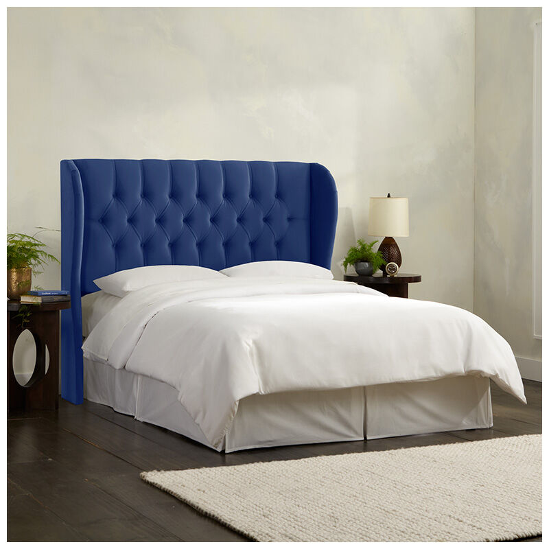 Skyline Furniture Tufted Wingback, Navy Blue Headboard King Size Bed Frame