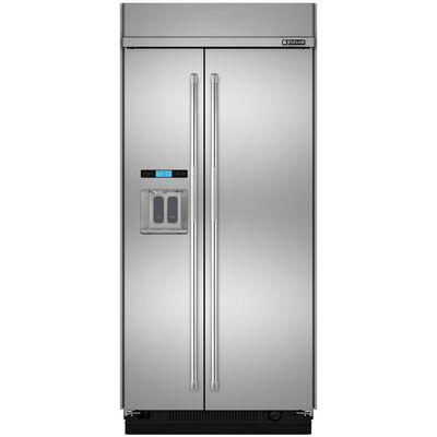 JennAir 42 in. 25.0 cu. ft. Built-In Counter Depth Side-by-Side Refrigerator with External Ice & Water Dispenser - Stainless Steel | JS42PPDUDE