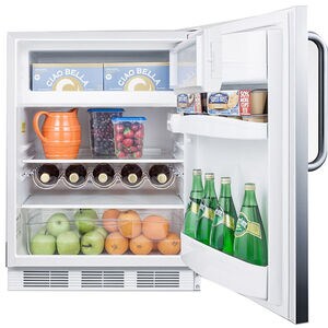 Summit 24 in. 5.1 cu. ft. Undercounter Refrigerator with Towel Bar Handle - Stainless Steel with White Cabinet, , hires