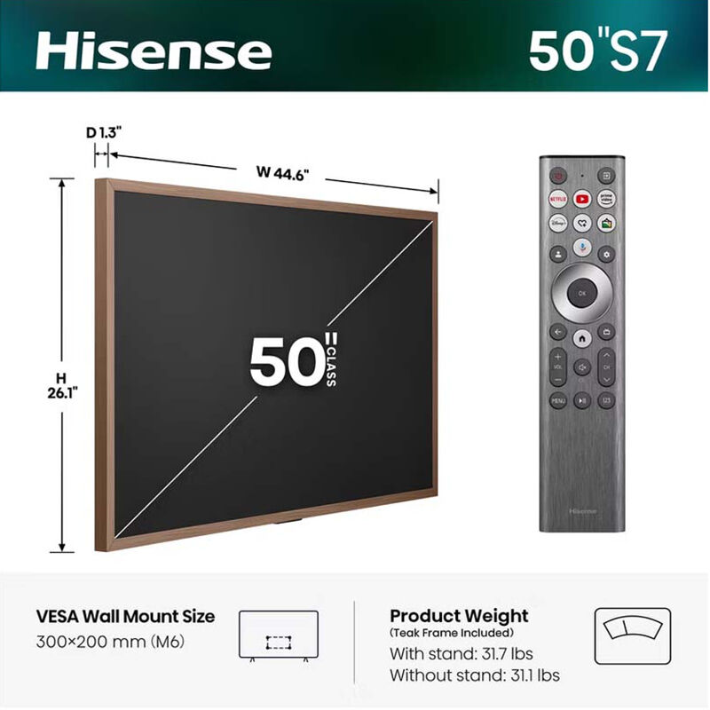 Hisense - 50" Class S7 Series QLED 4K UHD Smart Google TV, , hires