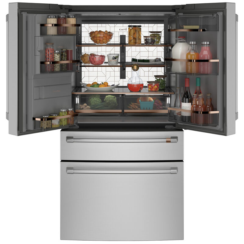 Cafe 36 in. 22.3 cu. ft. Smart Counter Depth 4-Door French Door Refrigerator with Ice & Water Dispenser - Stainless Steel, Stainless Steel, hires