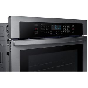 Samsung 30 in. 10.2 cu. ft. Smart Top Control Electric Double Wall Oven - Fingerprint Resistant Black Stainless Steel, Black Stainless, hires