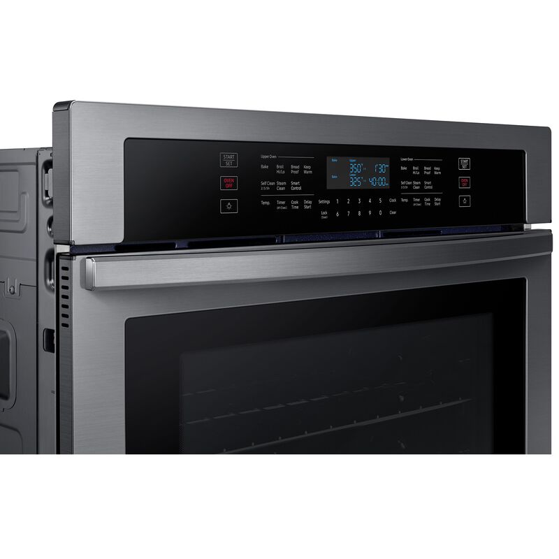 Samsung 30 in. 10.2 cu. ft. Smart Top Control Electric Double Wall Oven - Fingerprint Resistant Black Stainless Steel, Black Stainless, hires