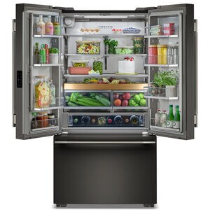KitchenAid 36 in. 24.3 cu. ft. Counter Depth French Door Refrigerator with Internal Water Dispenser - Black Ore, Black Ore, hires