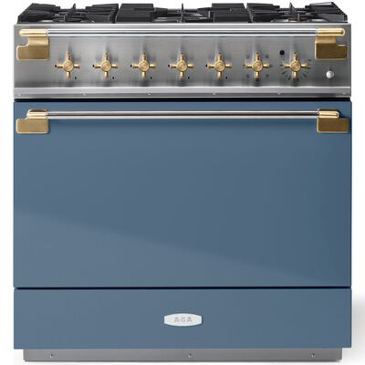 AGA Elise 36 in. 4.5 cu. ft. True European Convection Dual Fuel Range with 5 Sealed Burners - Stone Blue | AEL361DFABST