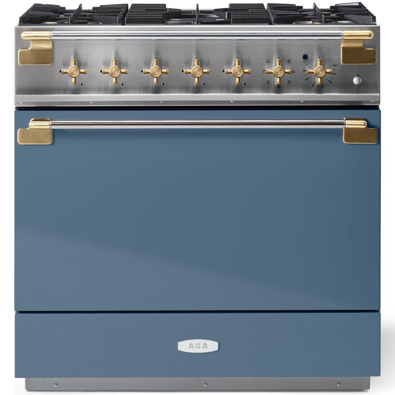 AGA Elise 36 in. 4.5 cu. ft. True European Convection Dual Fuel Range with 5 Sealed Burners - Stone Blue, , hires