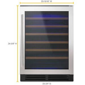 Whirlpool 24 in. Undercounter Wine Cooler with Wood Racks, Single Temperature Zone & 54 Bottle Capacity - Stainless Steel, , hires