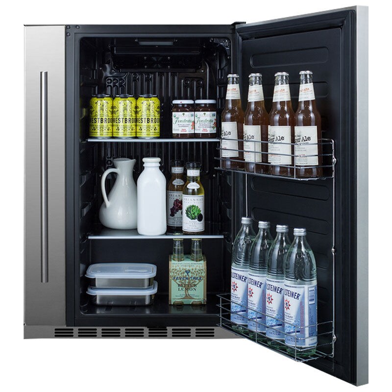 Summit 24 in. 3.1 cu. ft. Undercounter Refrigerator with Slide-Out Storage Compartment - Stainless Steel, , hires