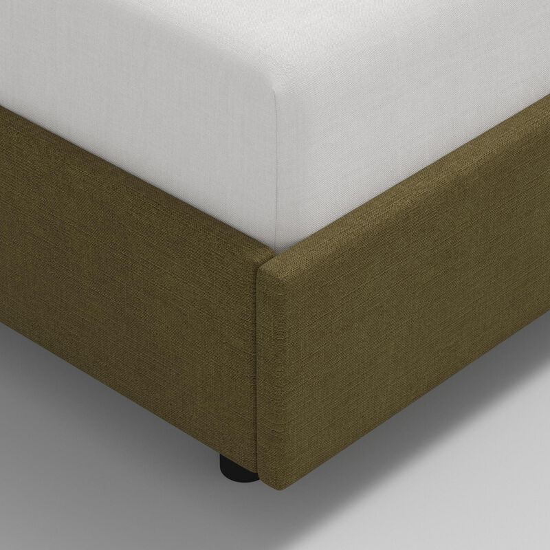 Skyline Furniture Linen Fabric Upholstered Queen Size Wingback Bed - Olive, , hires