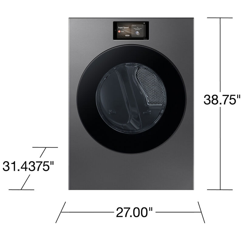 Samsung Bespoke 27 in. 7.6 cu. ft. Smart Stackable Electric Dryer with AI Home, AI OptiDry+, Sensor Dry, Sanitize & Steam Cycle - Dark Steel, Dark Steel, hires