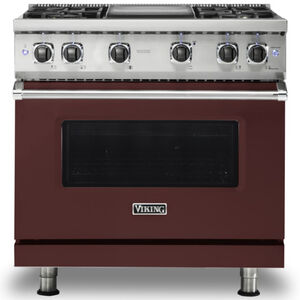 Viking 36 in. 5.1 cu. ft. Convection Oven Freestanding Gas Range with 6 Sealed Burners - Kalamata Red, , hires