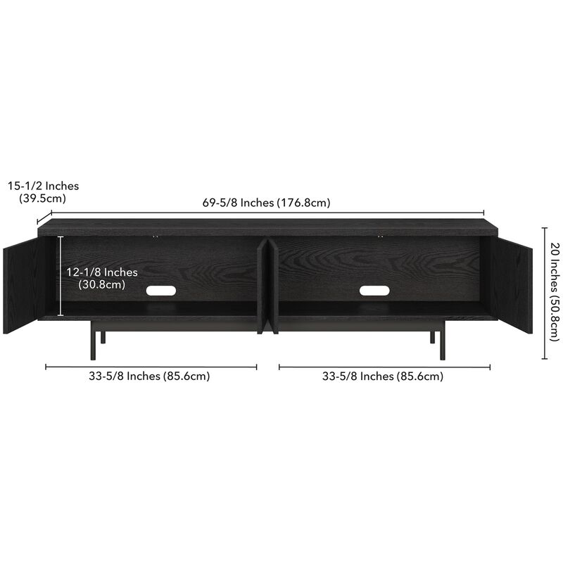 Preston & Cole Everett 70" Wide TV Stand for TVs up to 75" - Black Grain, , hires