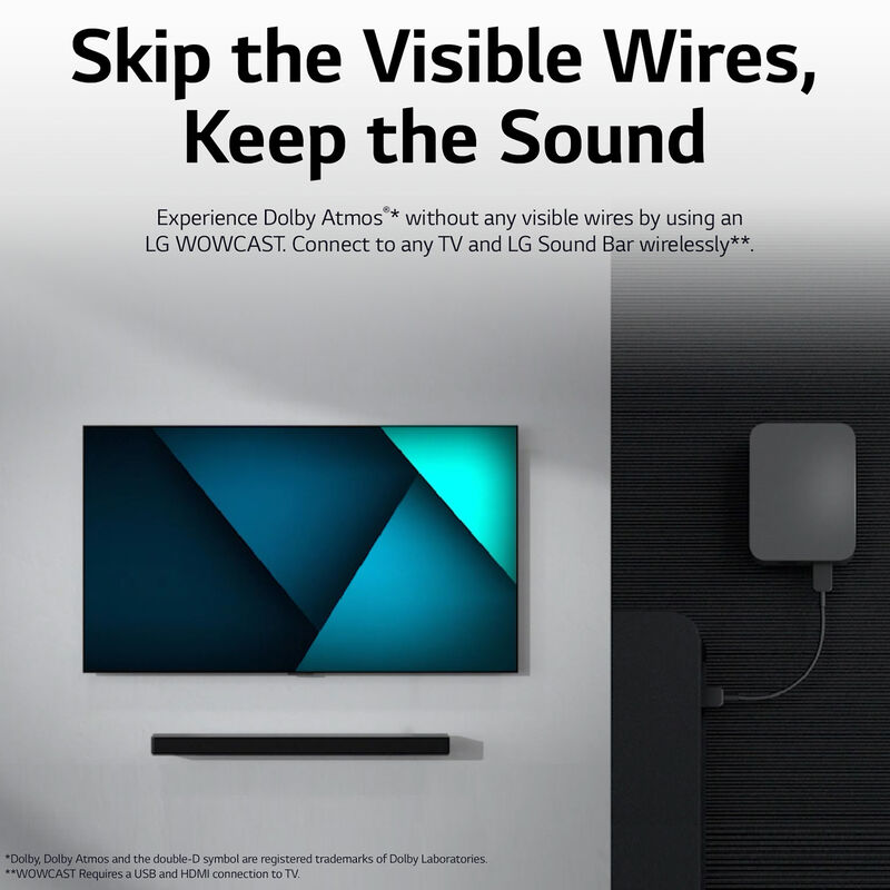 LG 3.1. 3 Channel Dolby Atmos Smart Sound Bar with Bluetooth & Wireless Subwoofer - Black, , hires